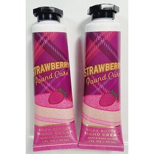 2 STRAWBERRY POUND CAKE Bath Body Works Shea Butter Hand Cream 1oz Each NEW